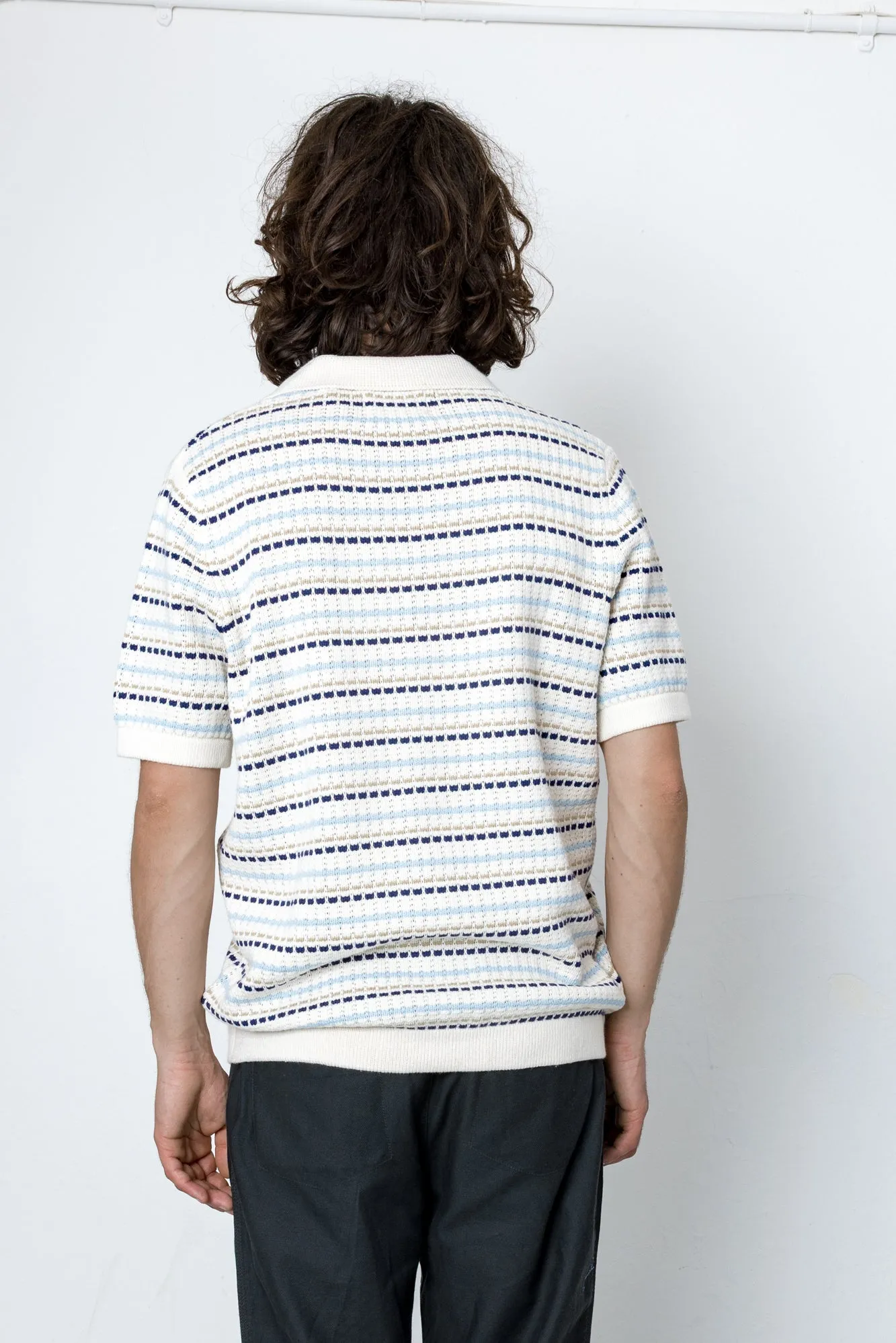 Alder Polo - Ecru / Blue sold by Folk product image thumbnail 4