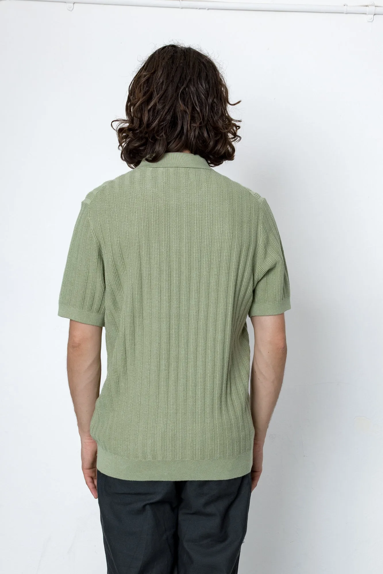 Willow Short Sleeve Knit Polo - Dusty Olive sold by Folk product image thumbnail 4