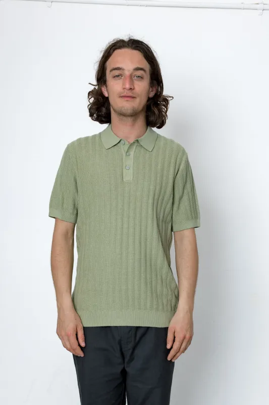 Willow Short Sleeve Knit Polo - Dusty Olive made by Folk