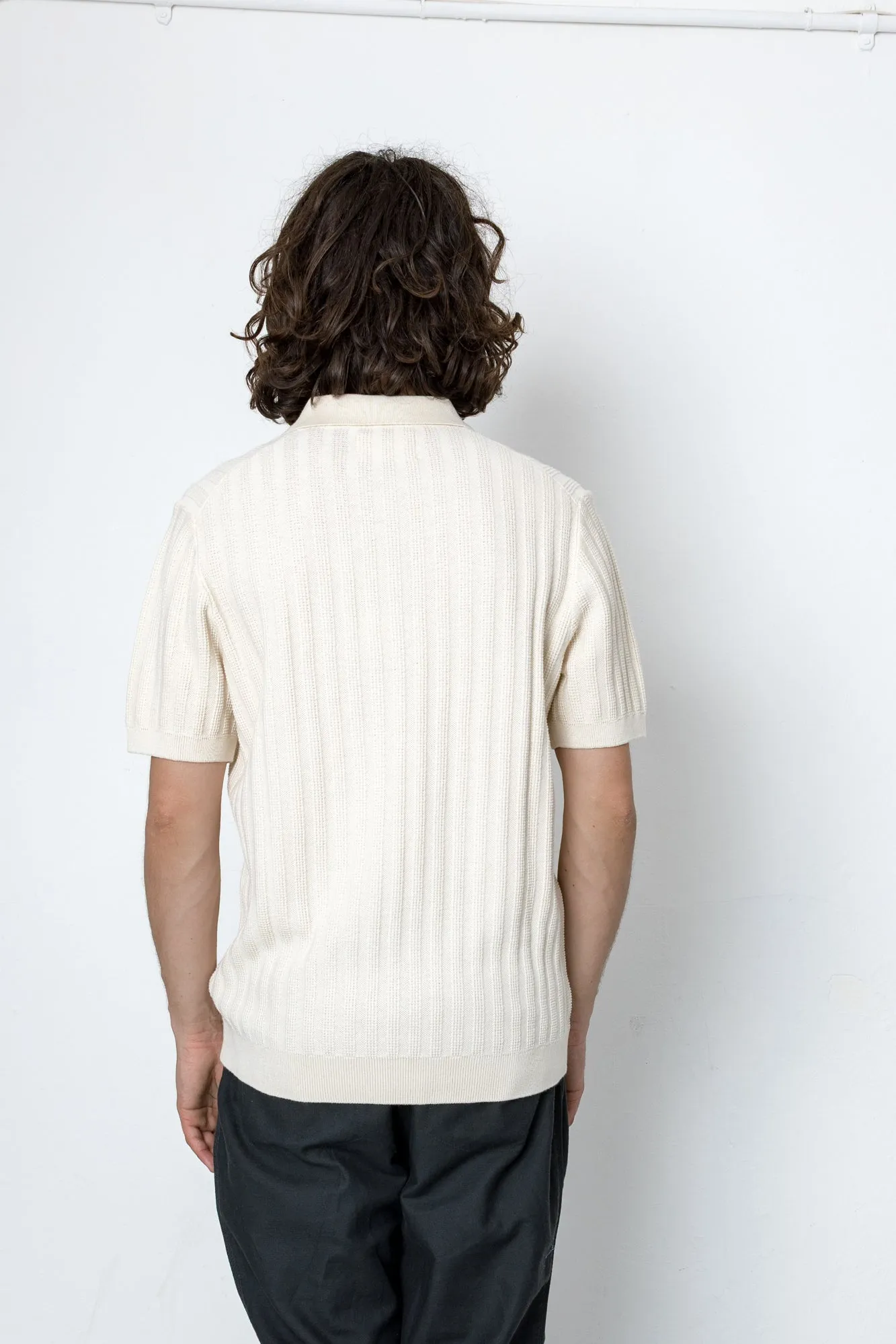 Willow Short Sleeve Knit Polo - Ecru sold by Folk product image thumbnail 4