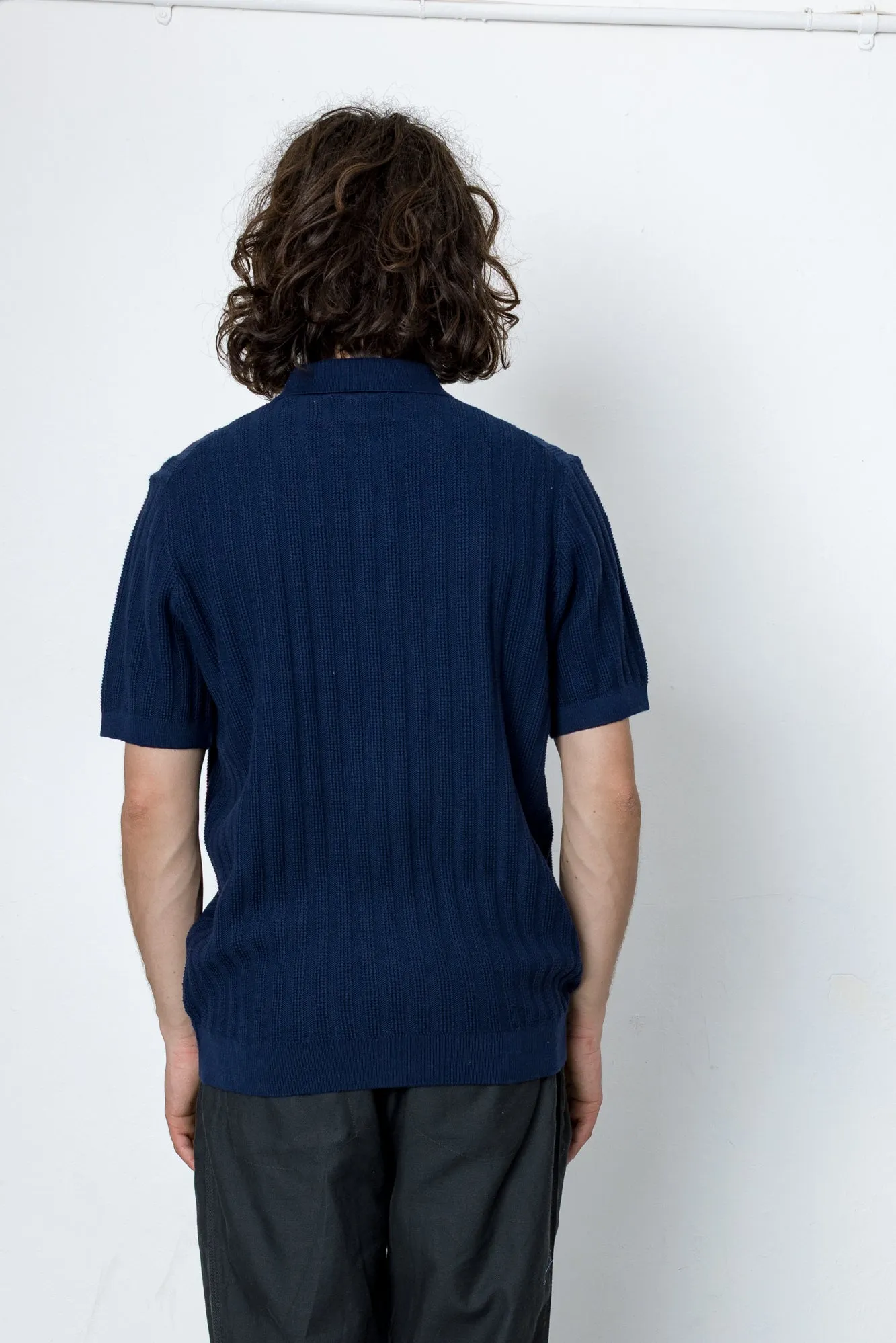 Willow Short Sleeve Knit Polo - Dark Indigo sold by Folk product image thumbnail 4
