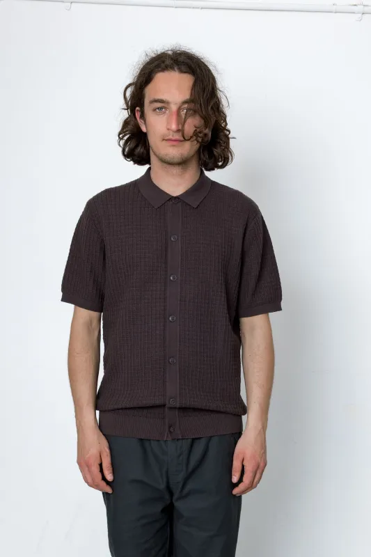 Beech Short Sleeve Button Through - Chocolate made by Folk