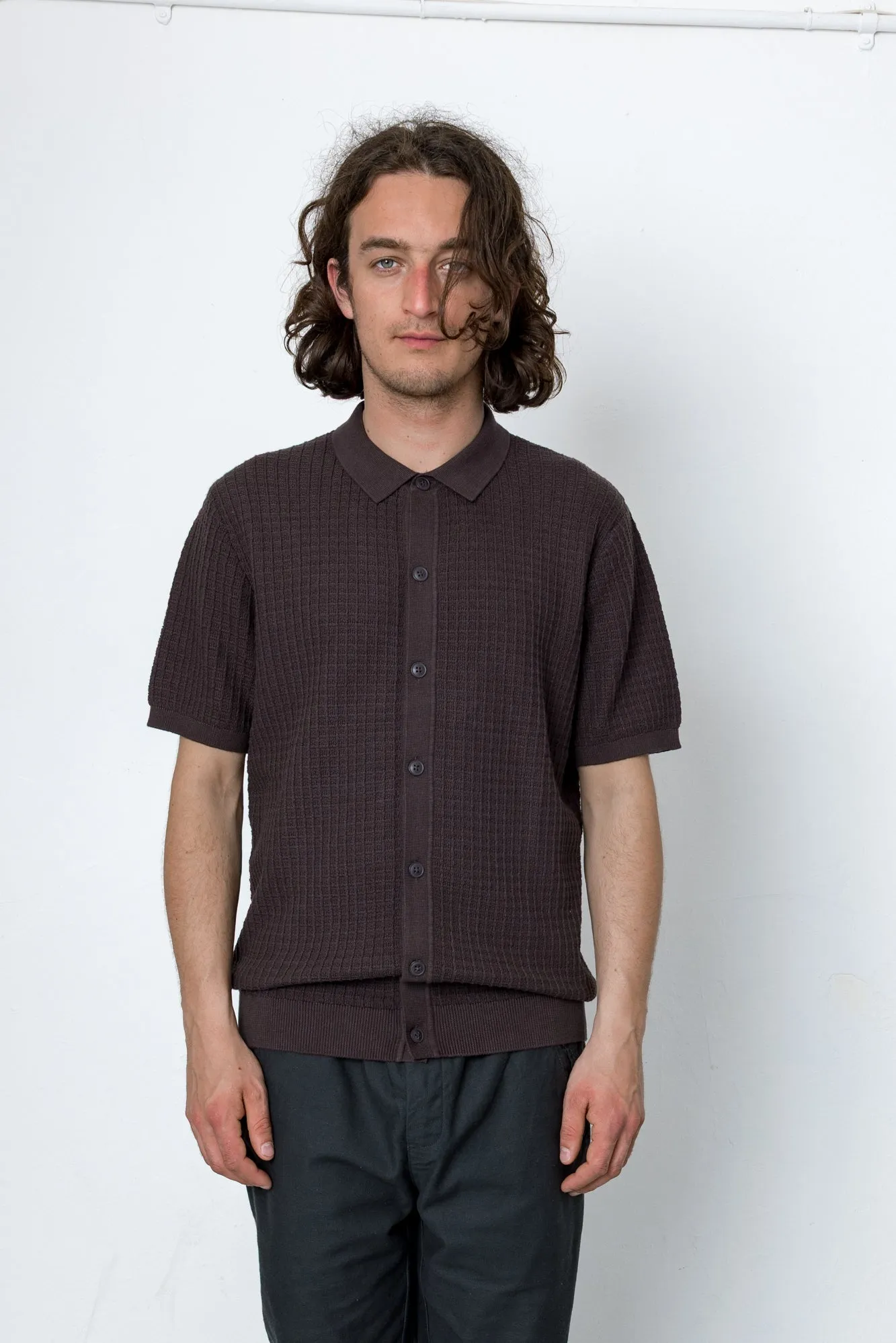 Beech Short Sleeve Button Through - Chocolate sold by Folk