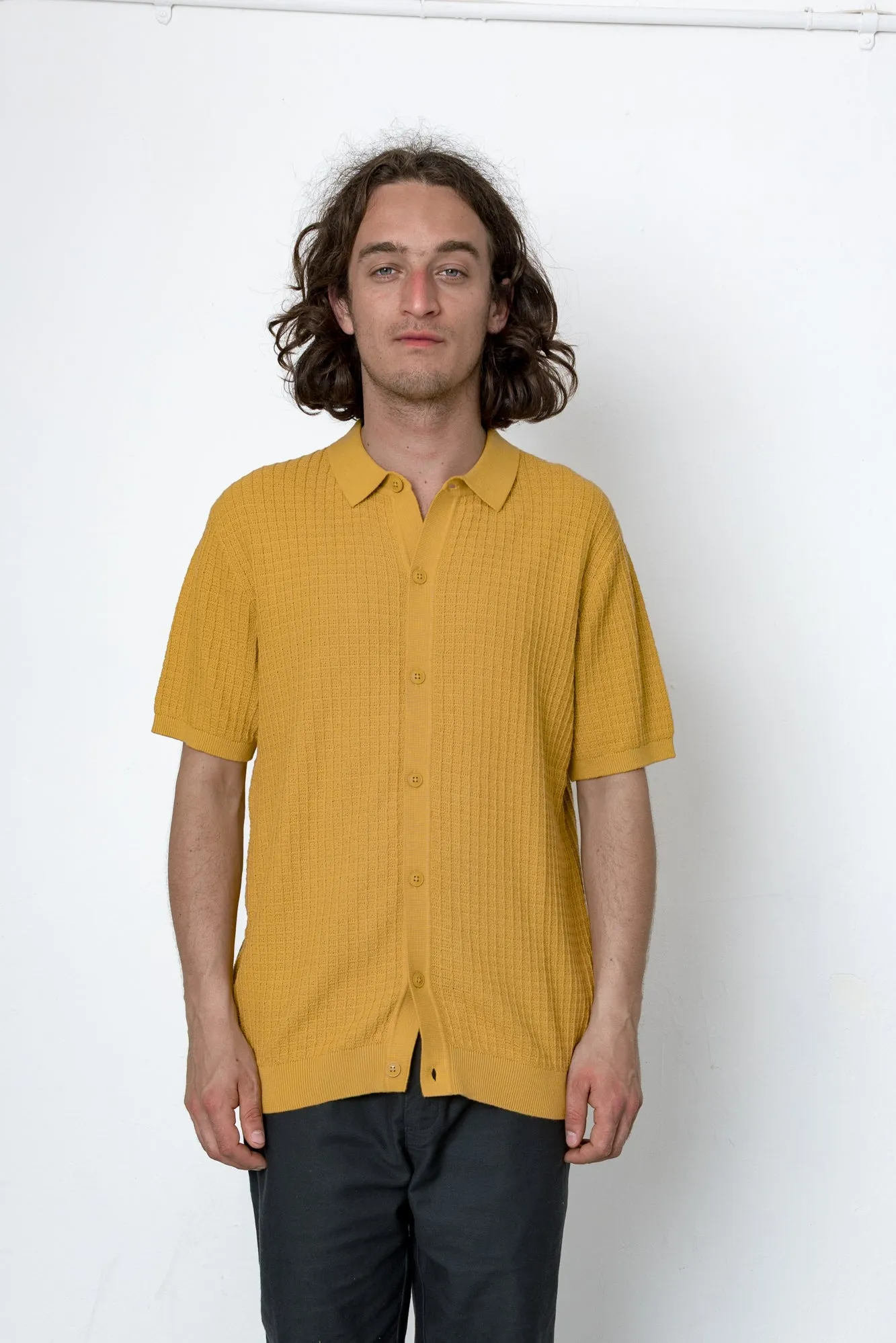 Beech Short Sleeve Button Through - Mustard sold by Folk