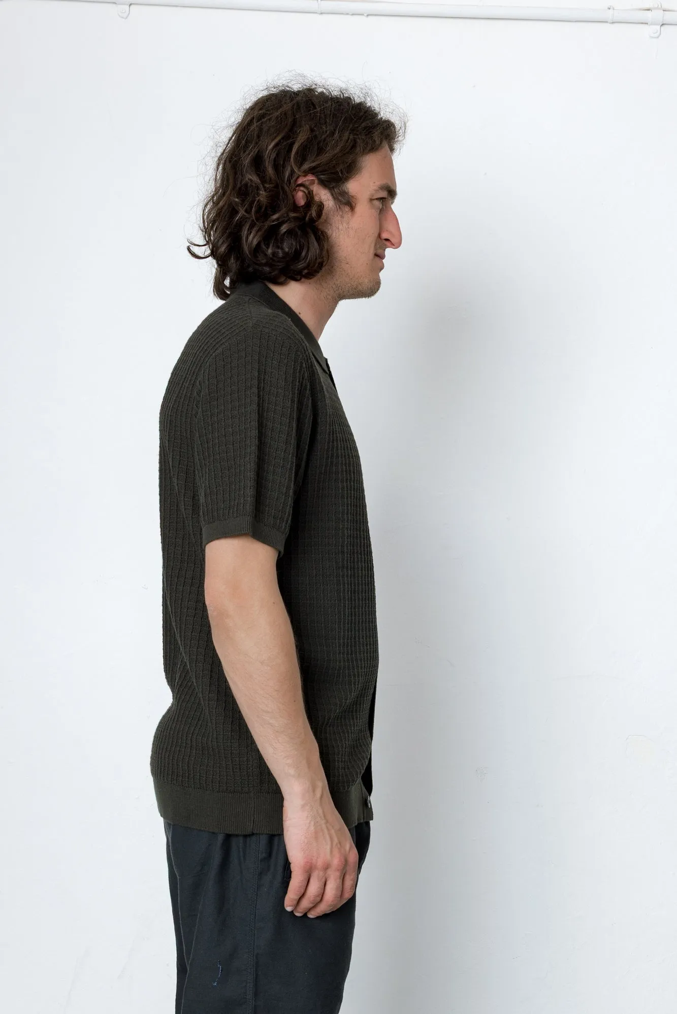 Beech Short Sleeve Button Through - Olive Green sold by Folk product image thumbnail 3