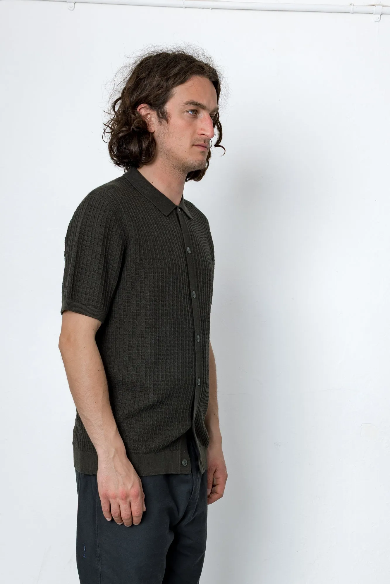 Beech Short Sleeve Button Through - Olive Green sold by Folk product image thumbnail 2