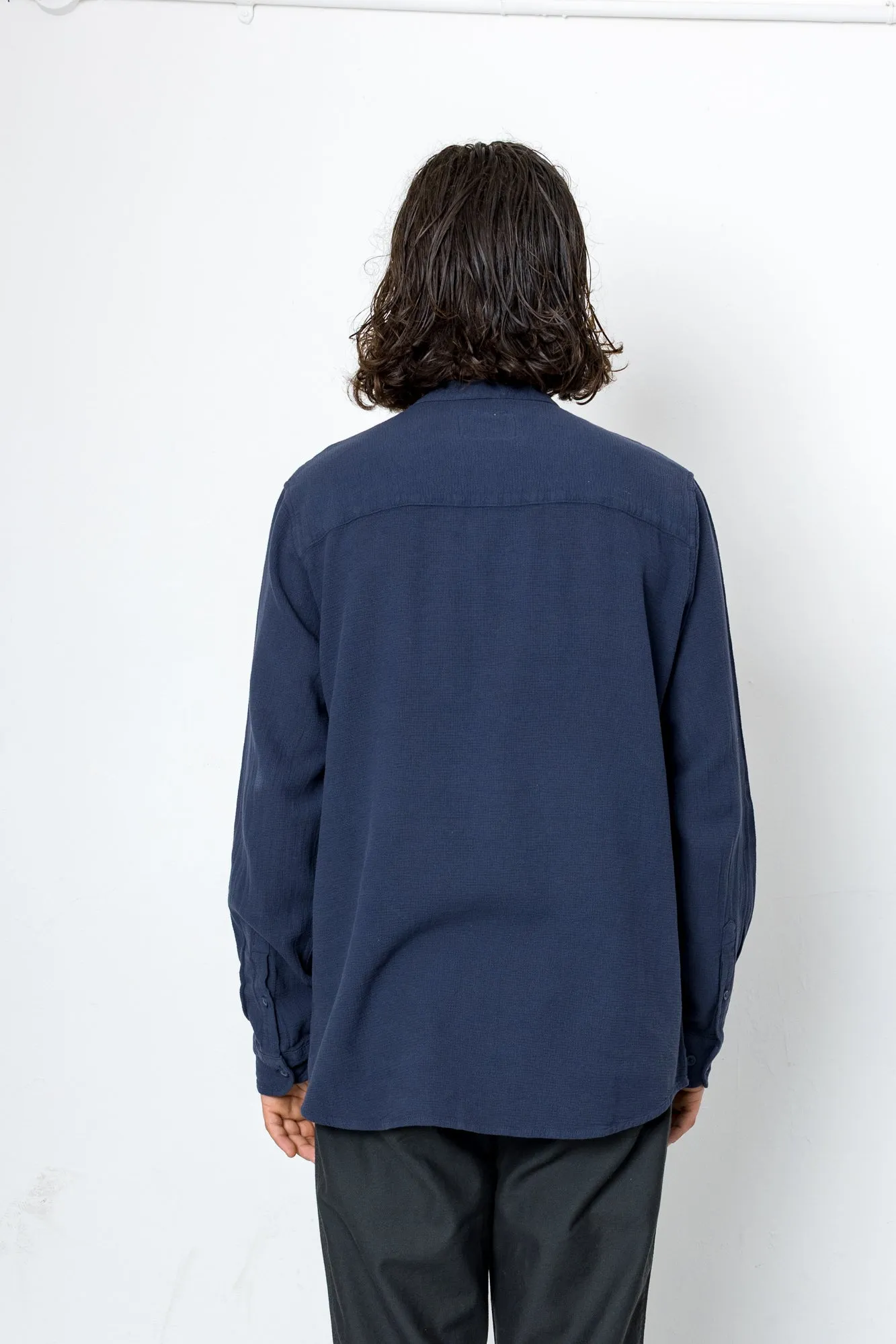 Bright Long Sleeve Grandad Shirt - Navy sold by Folk product image thumbnail 4