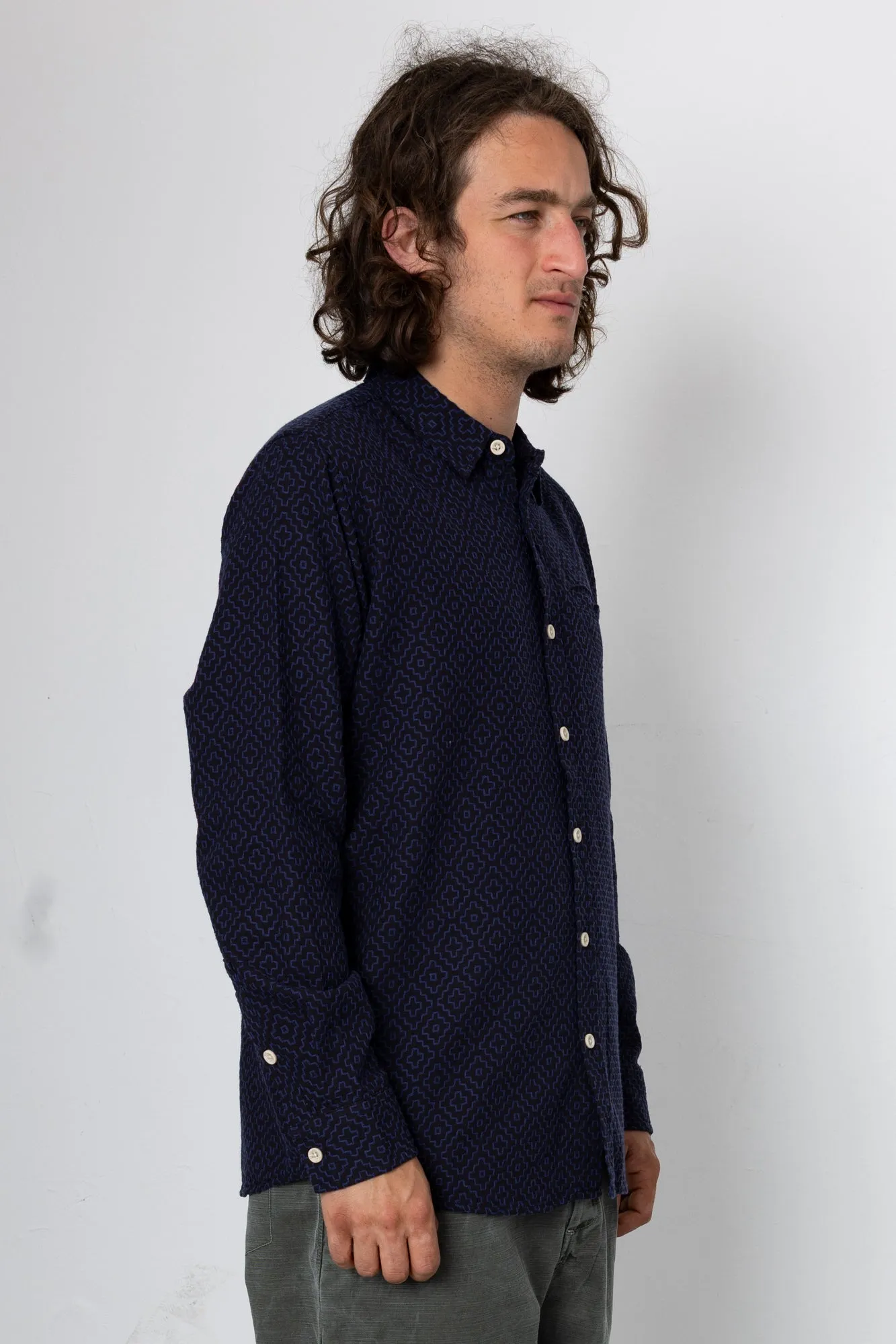 Harwood Long Sleeve Shirt - Navy sold by Folk product image thumbnail 2