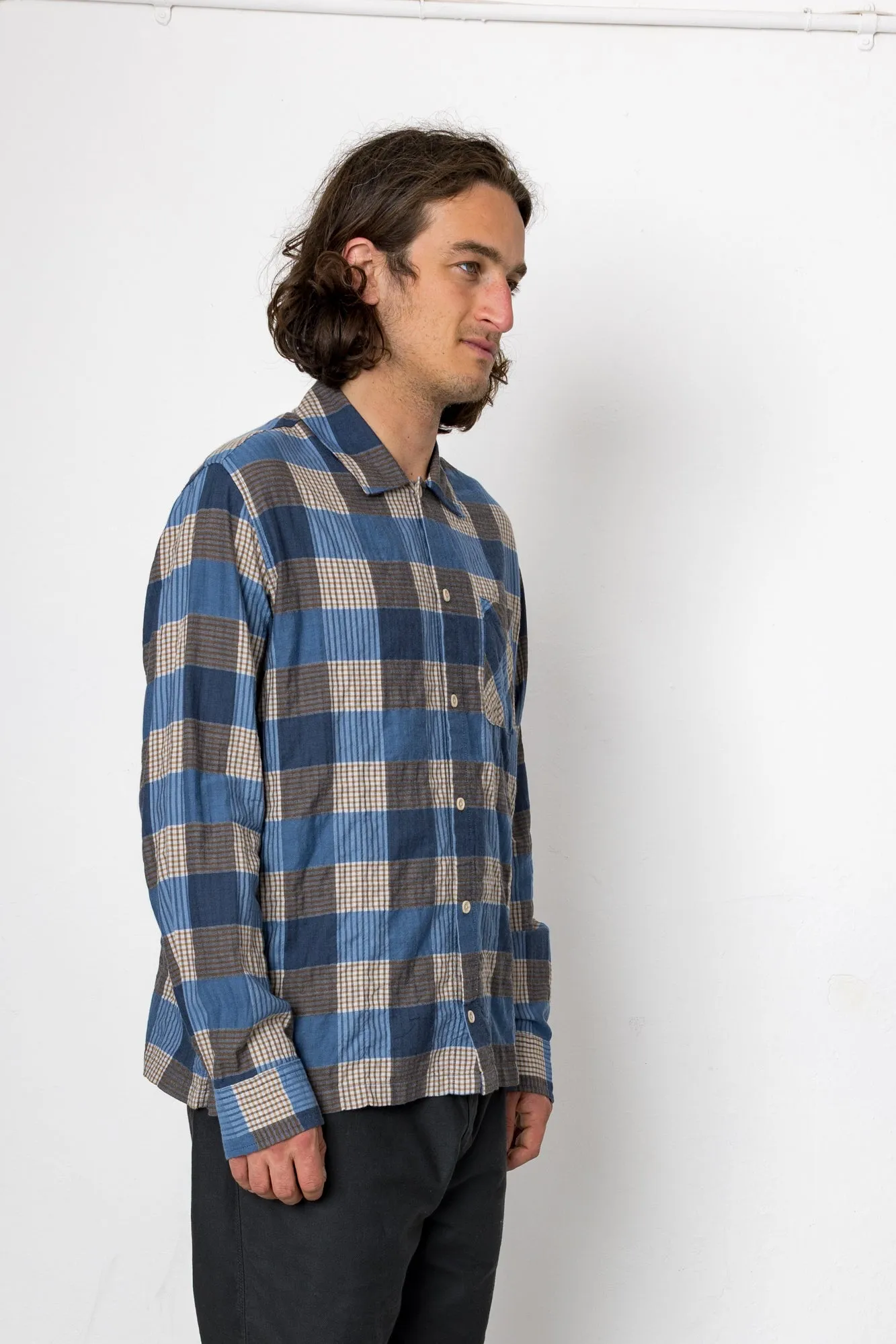 Moore Long Sleeve Shirt - Blue sold by Folk product image thumbnail 2