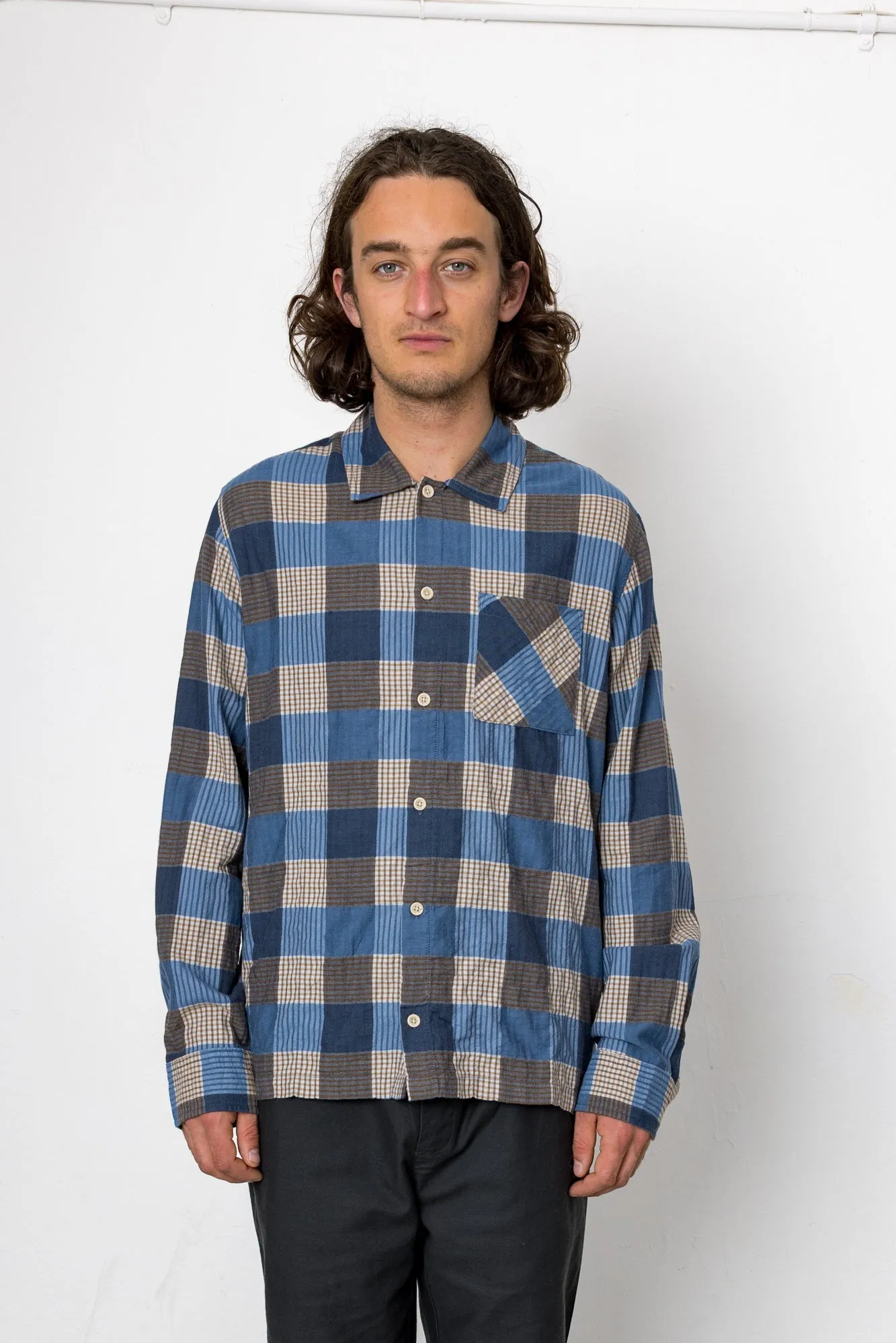 Moore Long Sleeve Shirt - Blue sold by Folk