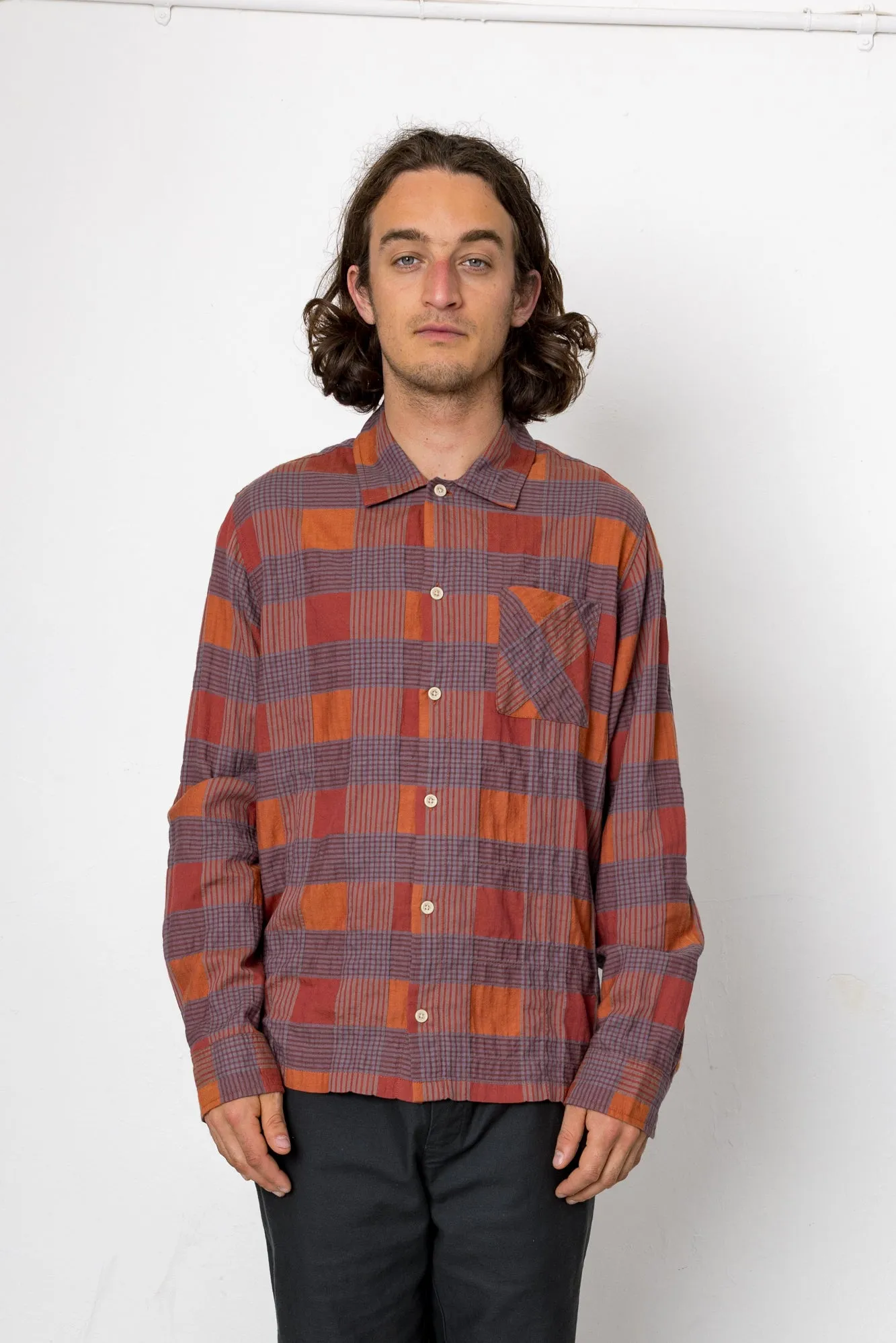 Moore Long Sleeve Shirt - Orange sold by Folk