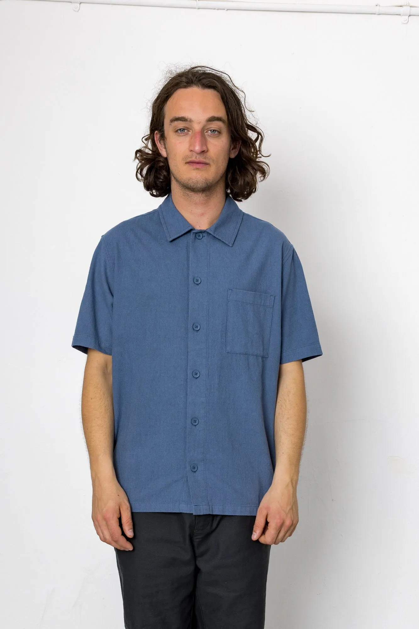 Crinkle Short Sleeve Shirt - Slate sold by Folk