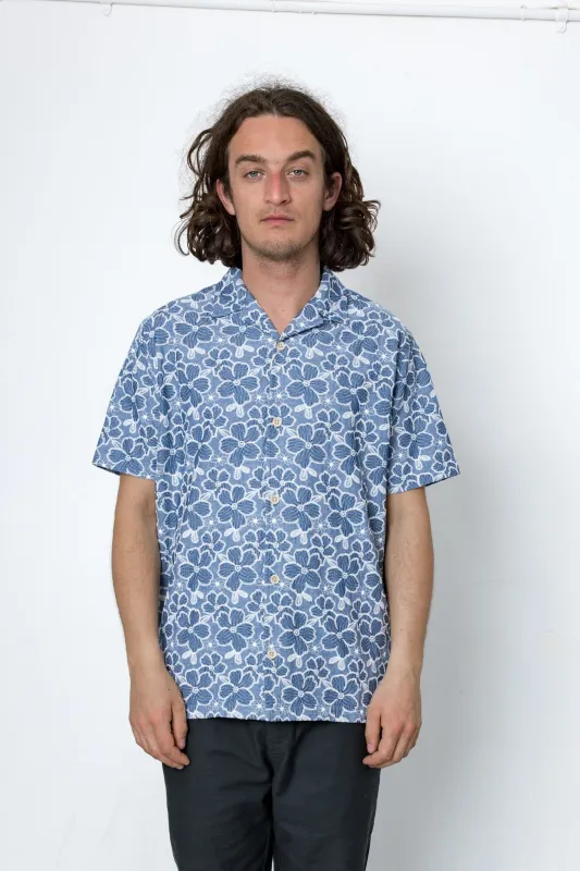 Freddy Shirt - Denim Flower Embroidery made by Folk