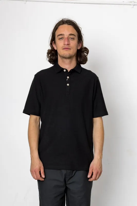 Ray Slub Polo - Washed Black made by Folk