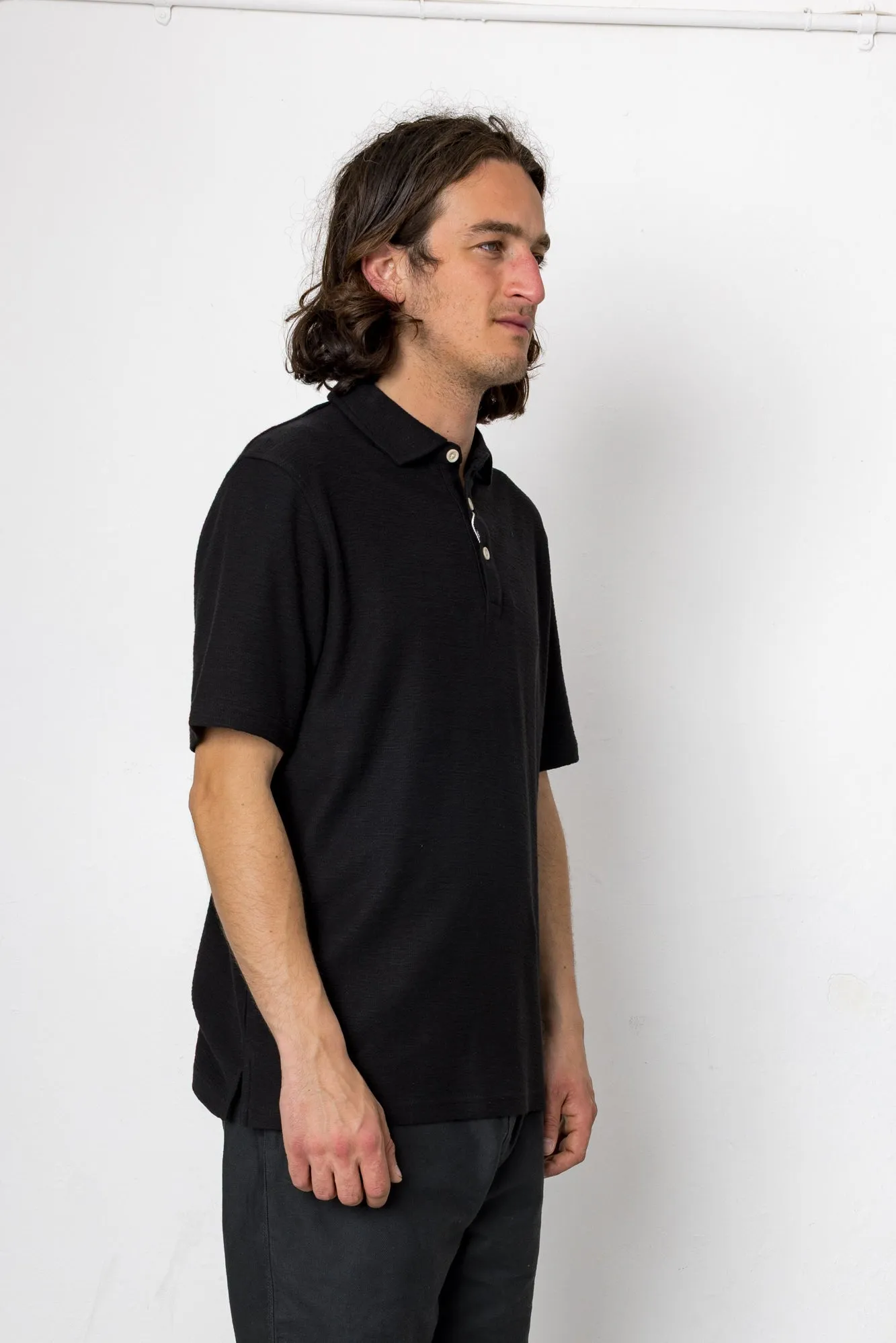 Ray Slub Polo - Washed Black sold by Folk product image thumbnail 2