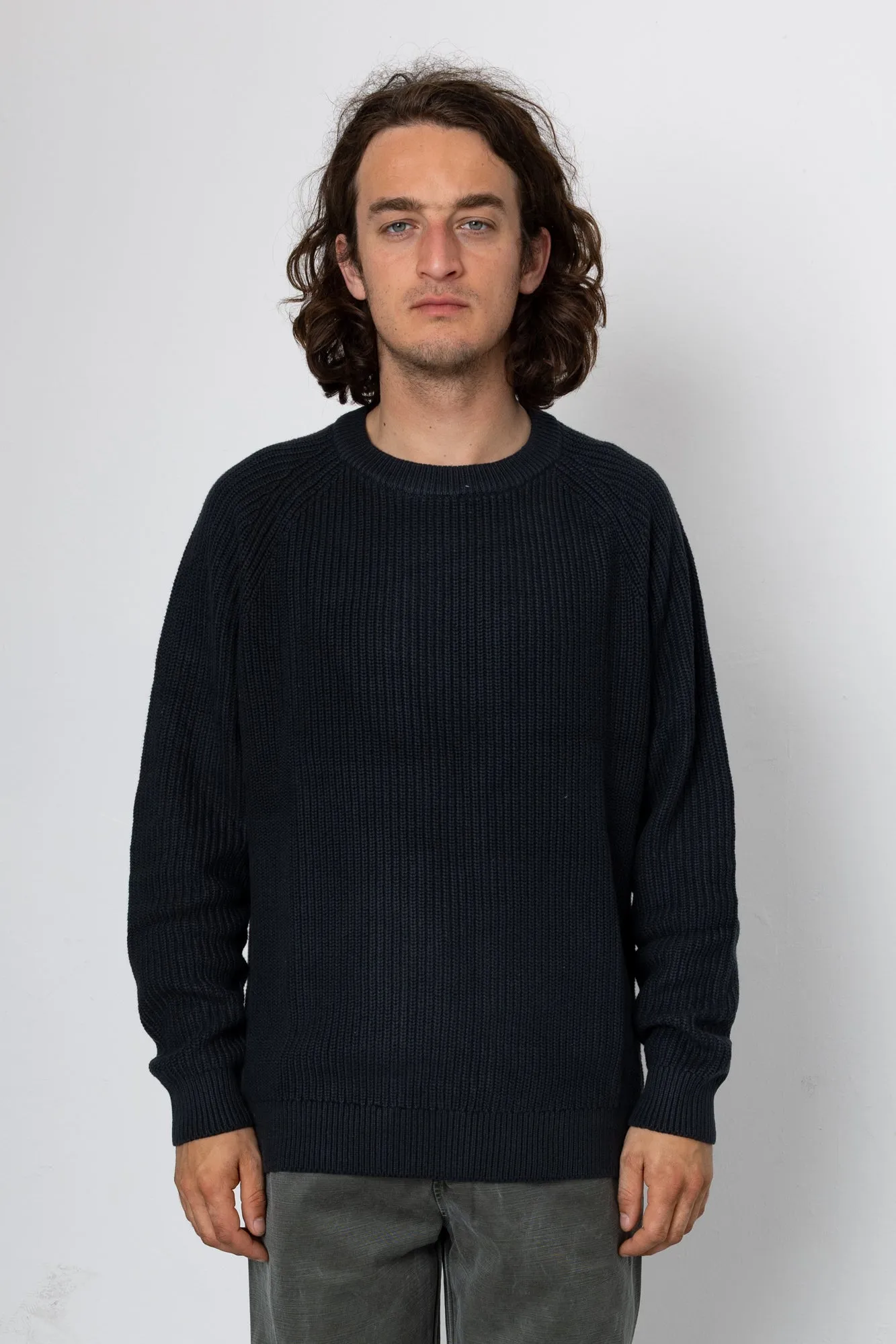 Hayley Raglan Crew - Washed Black sold by Folk