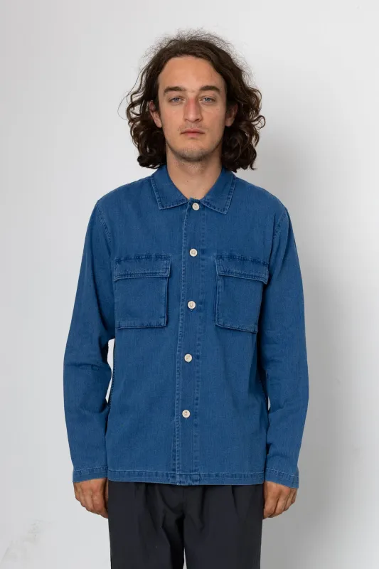 Bones Overshirt - Indigo Herringbone made by Folk