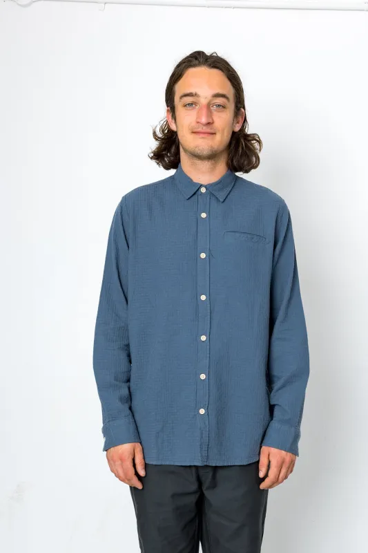 Wilkes Long Sleeve Shirt - Blue made by Folk