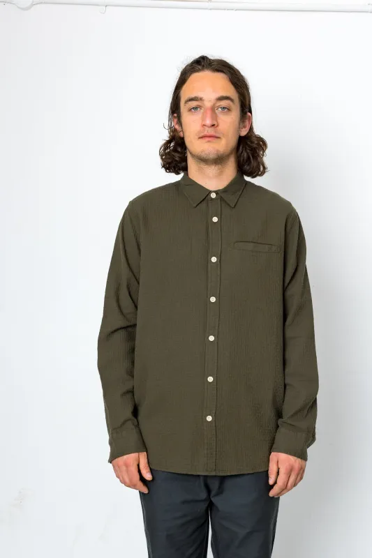 Wilkes Long Sleeve Shirt - Khaki made by Folk