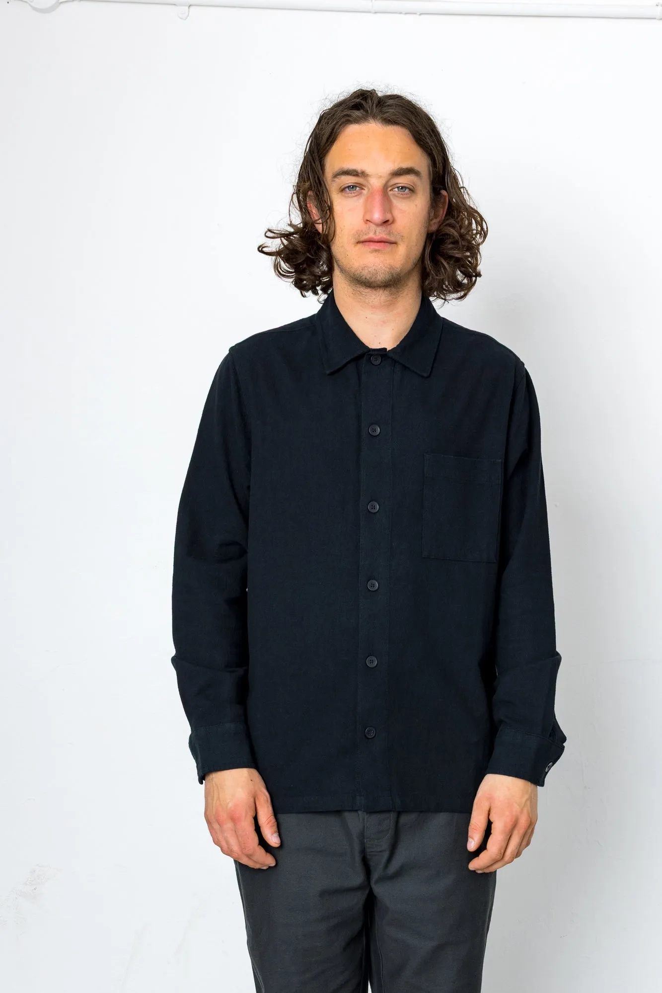 Crinkle Long Sleeve Shirt - Black sold by Folk