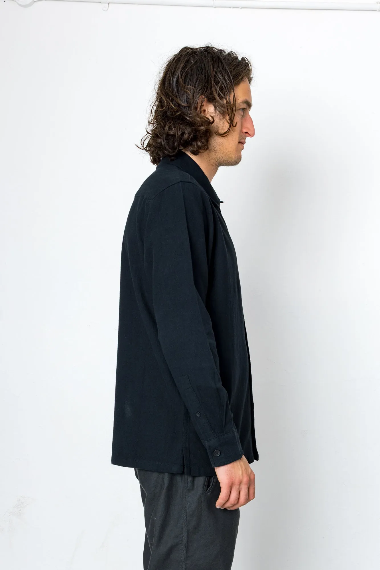 Crinkle Long Sleeve Shirt - Black sold by Folk product image thumbnail 3