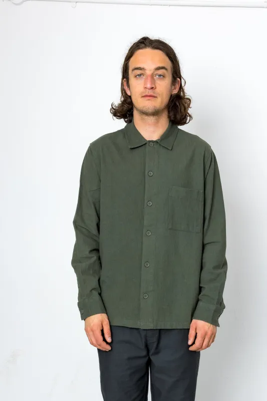 Crinkle Long Sleeve Shirt - Coco Green made by Folk