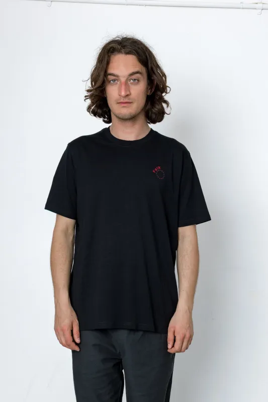 Arch Embroidery T-Shirt - Black made by Folk