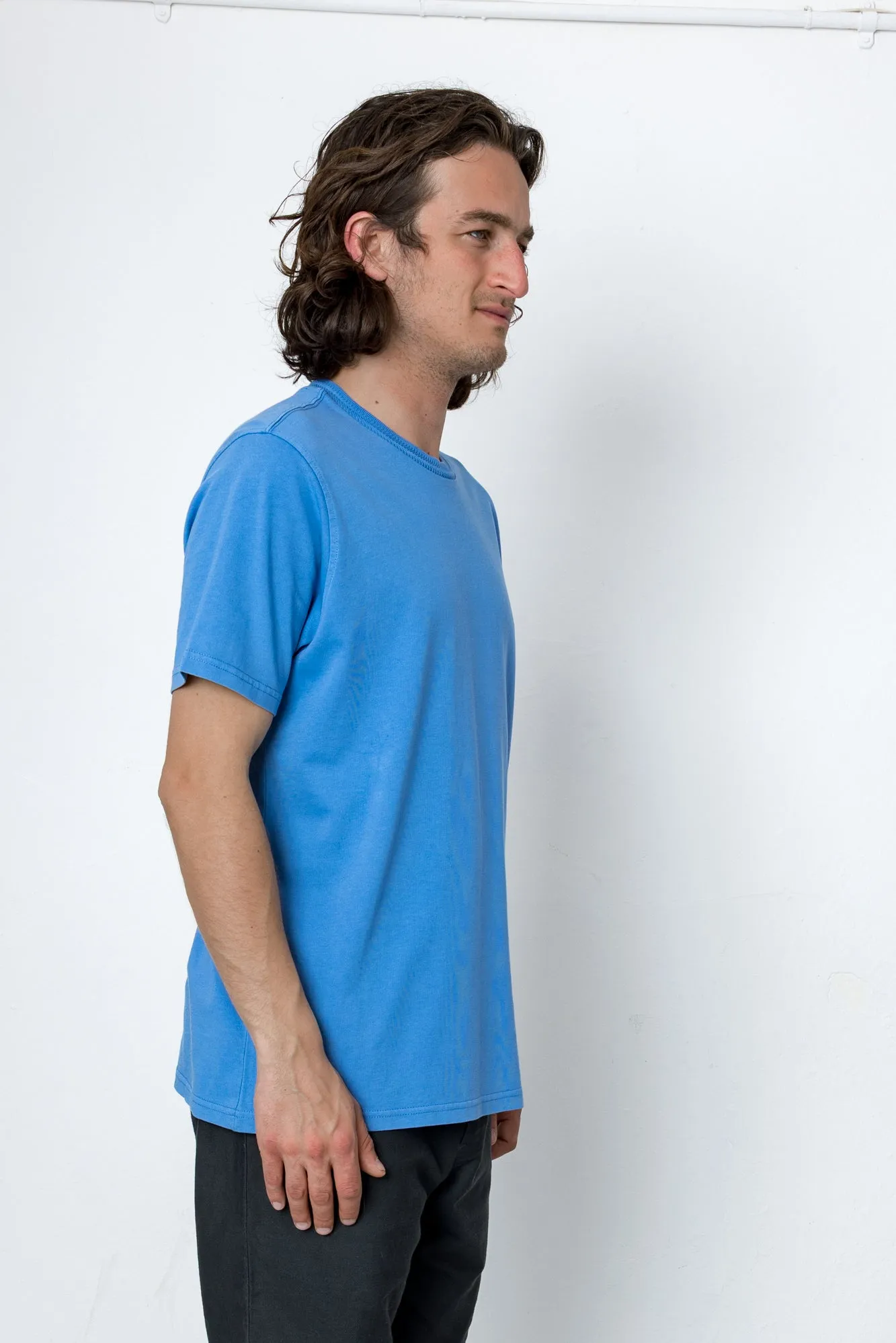 Jacquard Neck T-Shirt - Washed Blue sold by Folk product image thumbnail 2