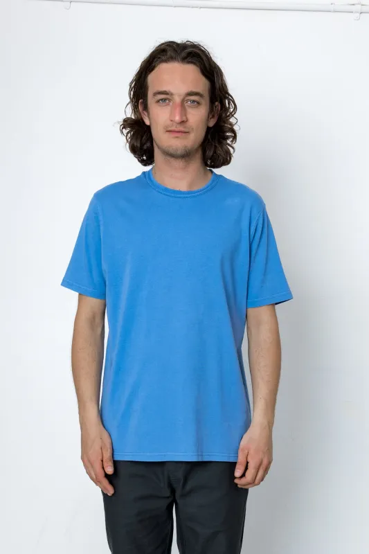 Jacquard Neck T-Shirt - Washed Blue made by Folk