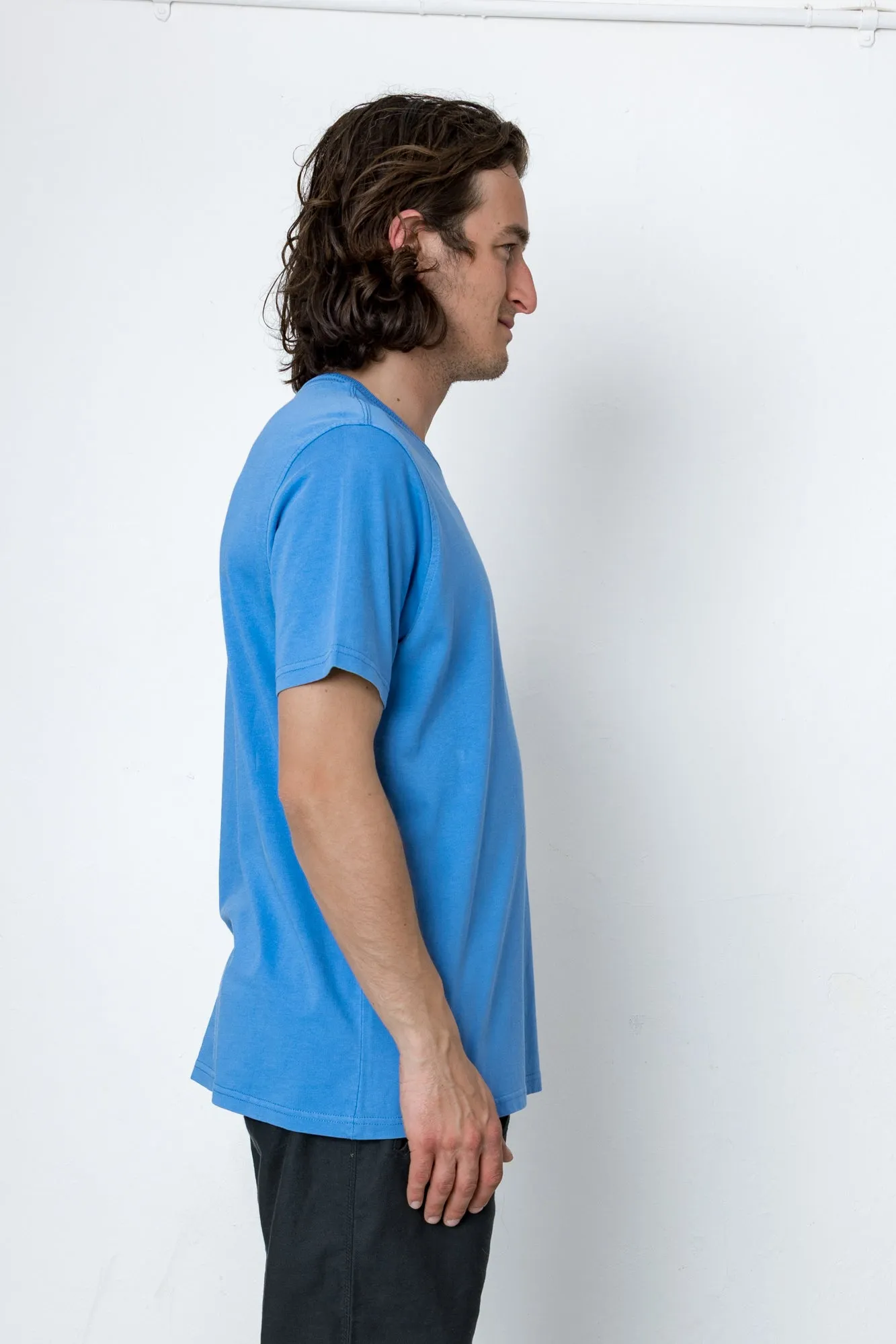 Jacquard Neck T-Shirt - Washed Blue sold by Folk product image thumbnail 3