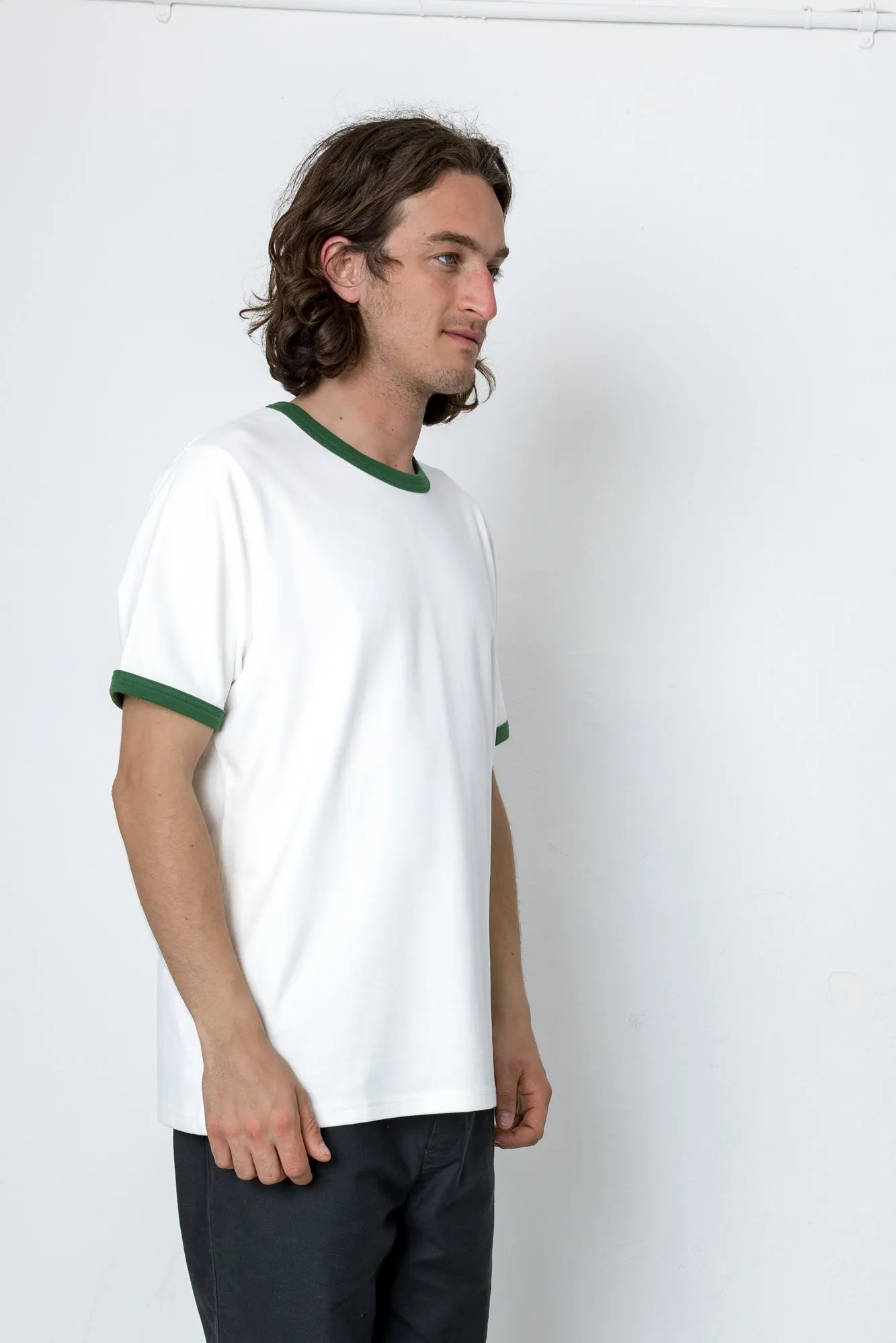 Ringer T-Shirt - Ecru / Green sold by Folk product image thumbnail 2