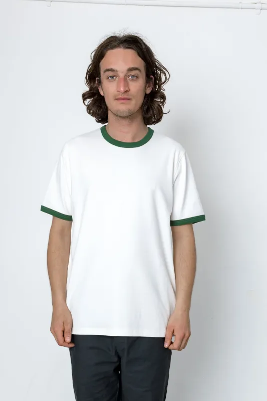 Ringer T-Shirt - Ecru / Green made by Folk