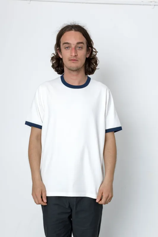 Ringer T-Shirt - Ecru / Navy made by Folk