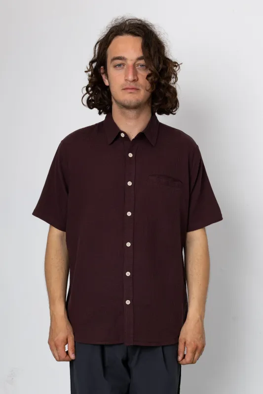 Wilkes Short Sleeve Shirt - Dark Burgundy made by Folk