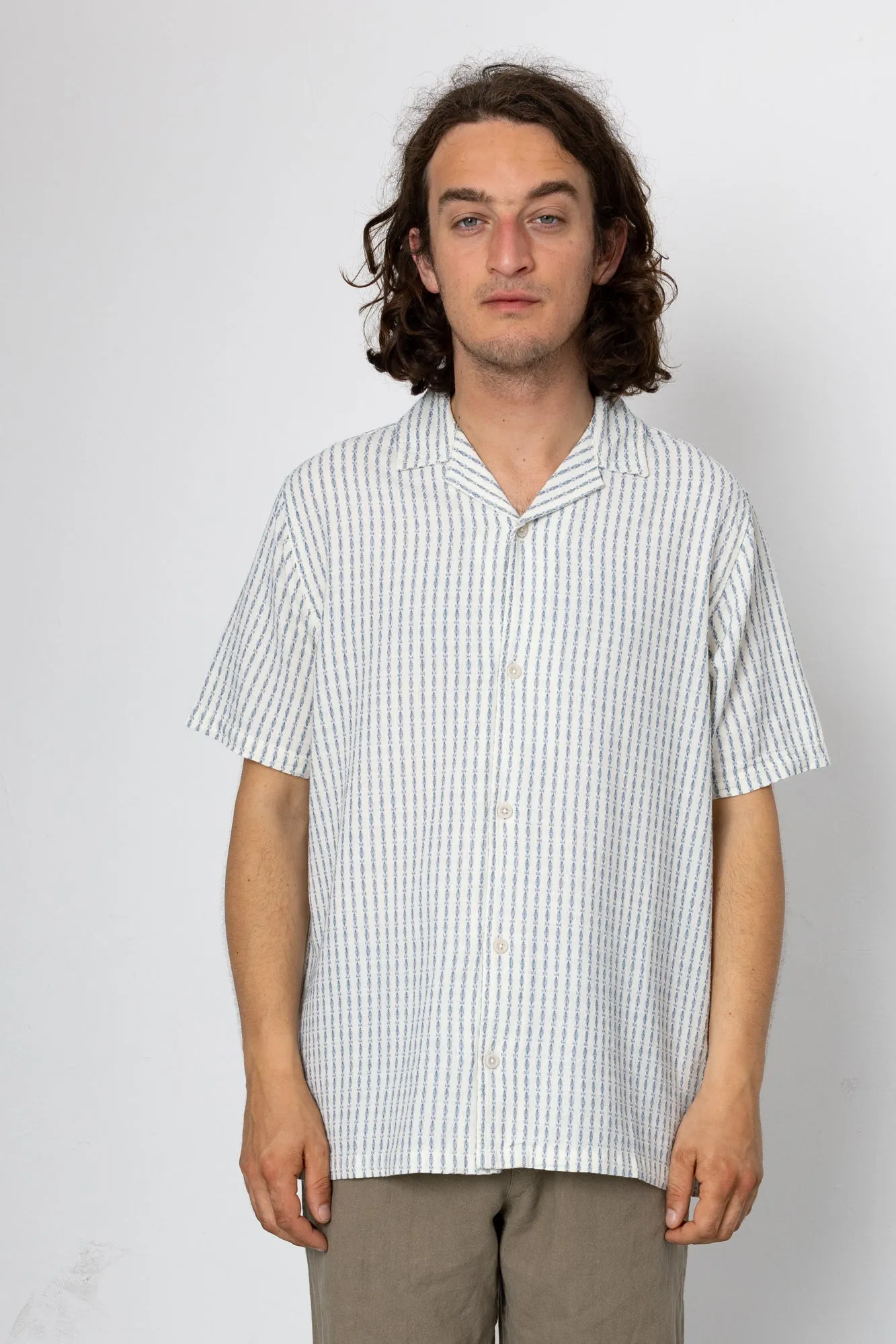 Harris Short Sleeve Shirt - Soft Blue / Ecru sold by Folk