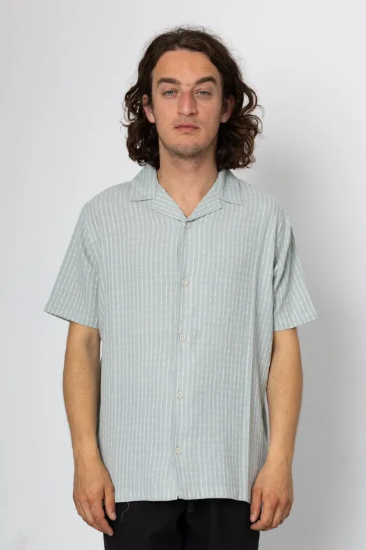 Harris Short Sleeve Shirt - Seafoam / Ecru made by Folk