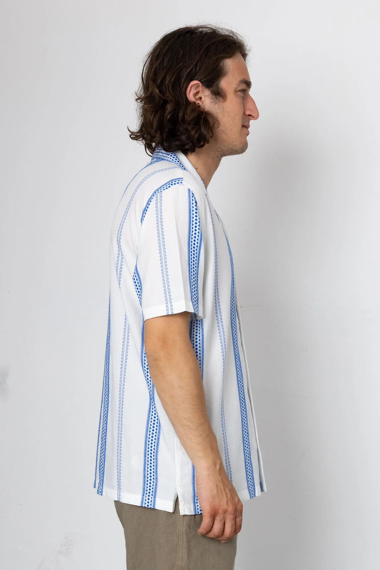 Kath Short Sleeve Shirt - Off White / Blue sold by Folk product image thumbnail 3
