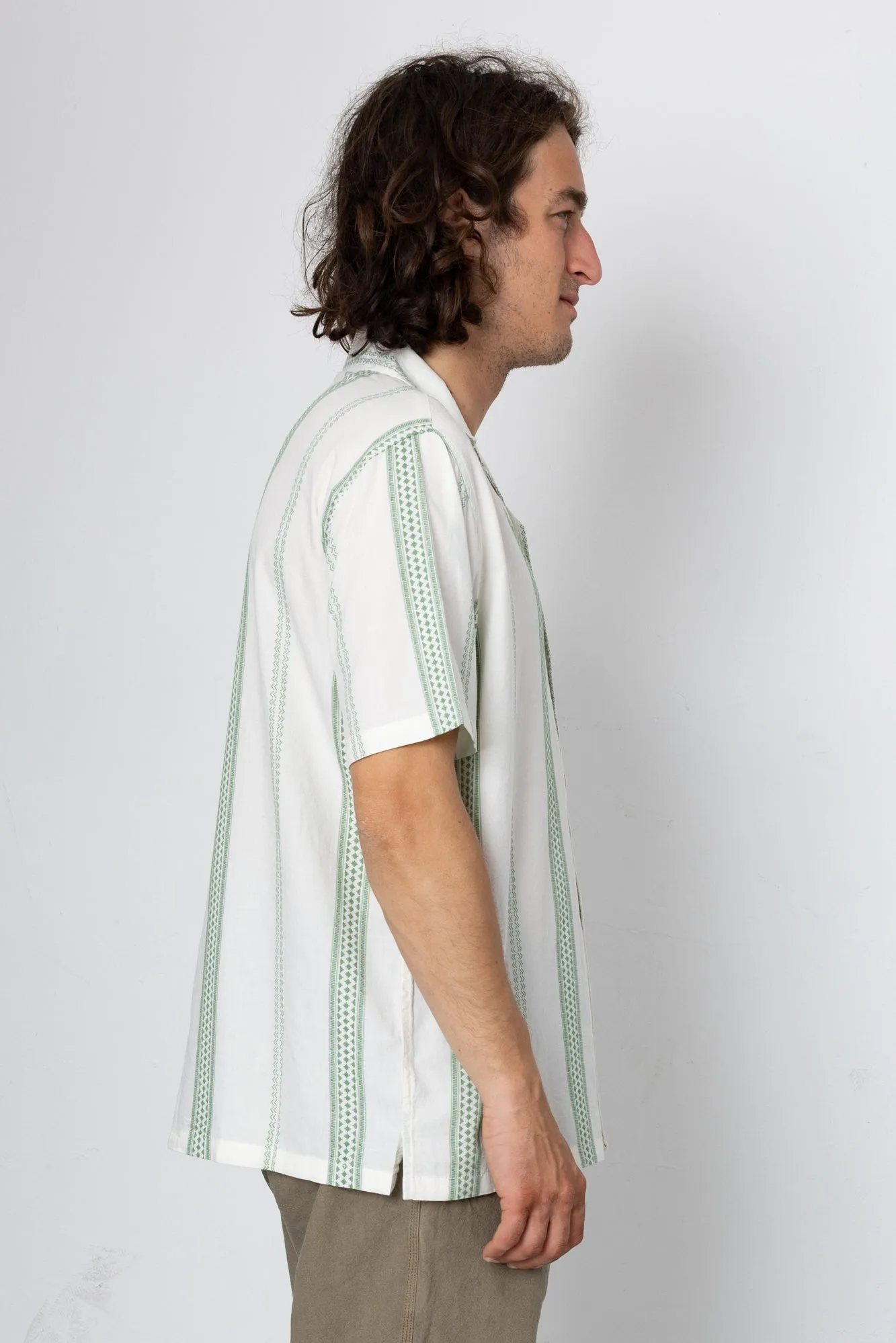 Kath Short Sleeve Shirt - Ecru / Green sold by Folk product image thumbnail 3