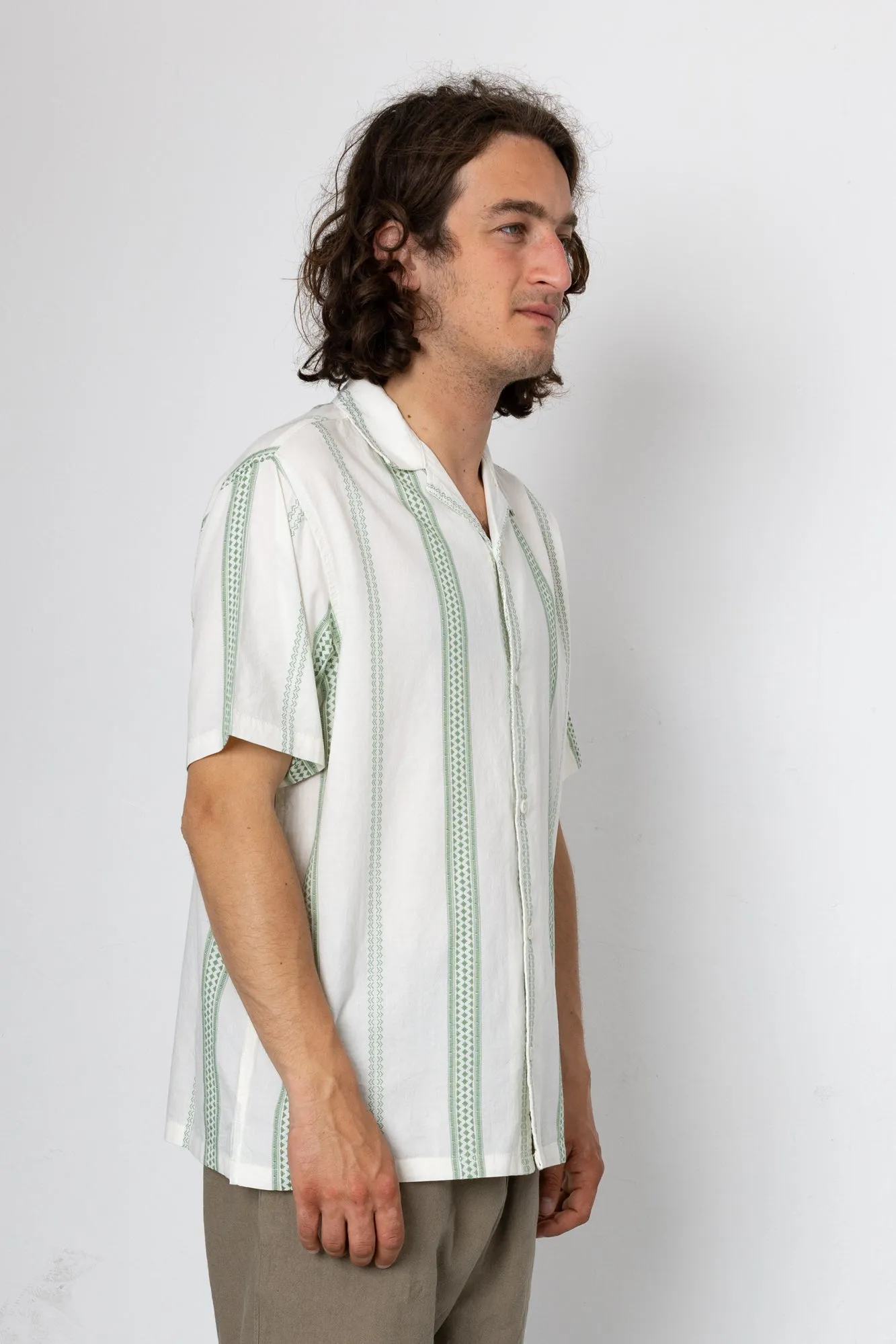 Kath Short Sleeve Shirt - Ecru / Green sold by Folk product image thumbnail 2