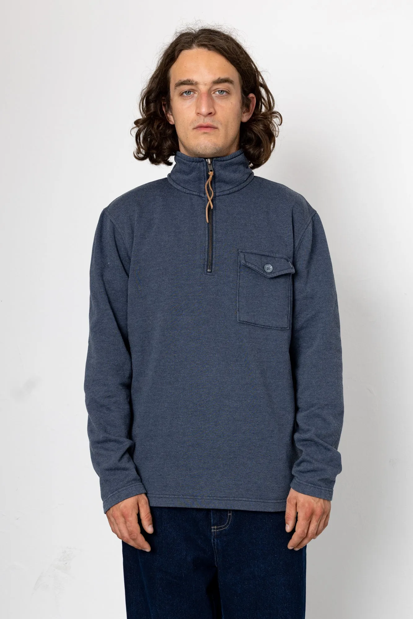 Flint Quarter Zip Sweatshirt - Navy sold by Folk product image thumbnail 3