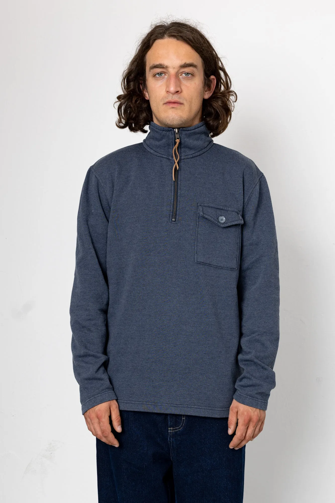 Flint Quarter Zip Sweatshirt - Navy sold by Folk