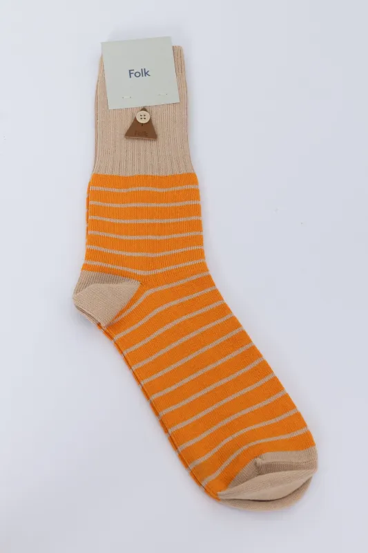 Block Stripe Sock - Orange Stripe made by Folk