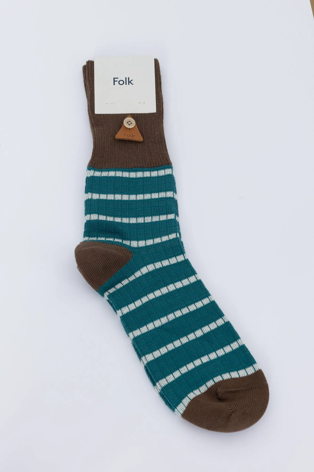 Waffle Stripe Sock - Alpine Green Stripe sold by Folk
