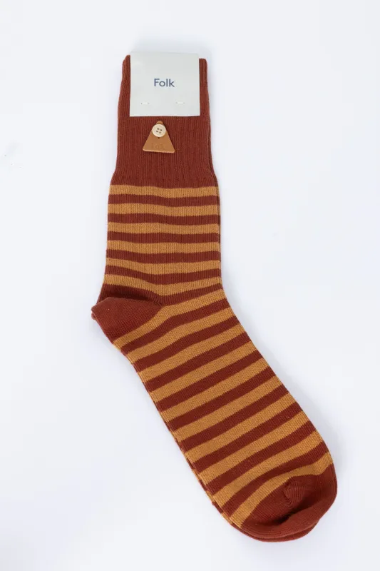 Stripe Sock - Rust / Orange Stripe made by Folk