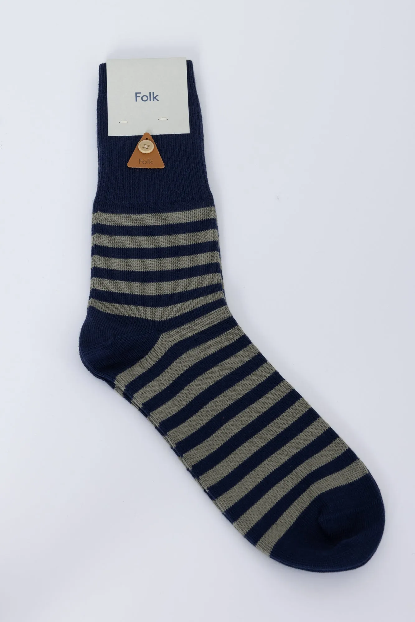 Stripe Sock - Navy / Sage Stripe sold by Folk