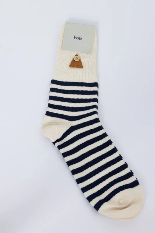 Stripe Sock - Ecru / Navy Stripe made by Folk