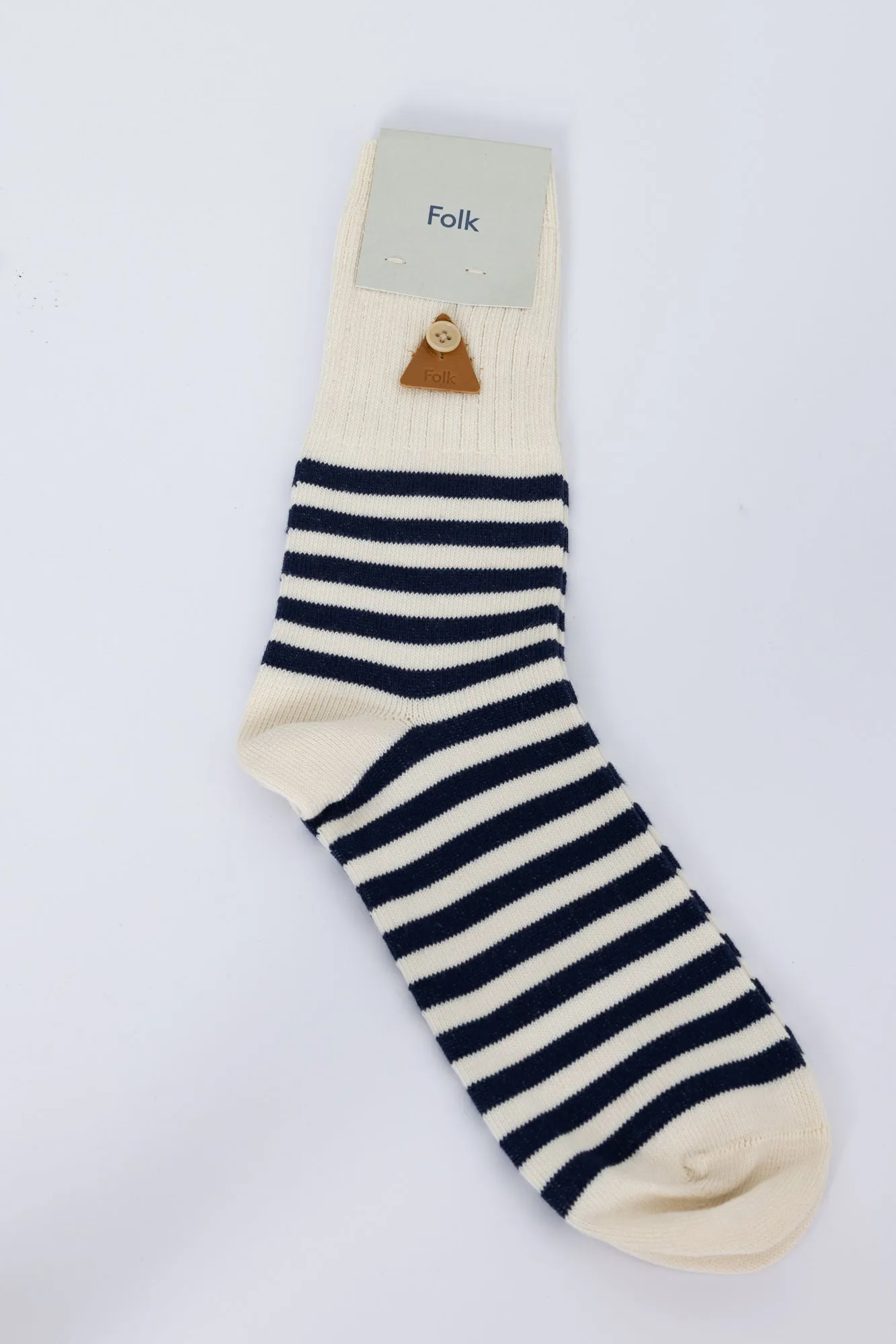 Stripe Sock - Ecru / Navy Stripe sold by Folk