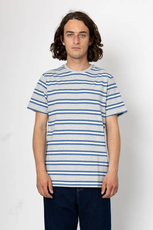Kirk T-Shirt - Grey / Blue Stripe made by Folk