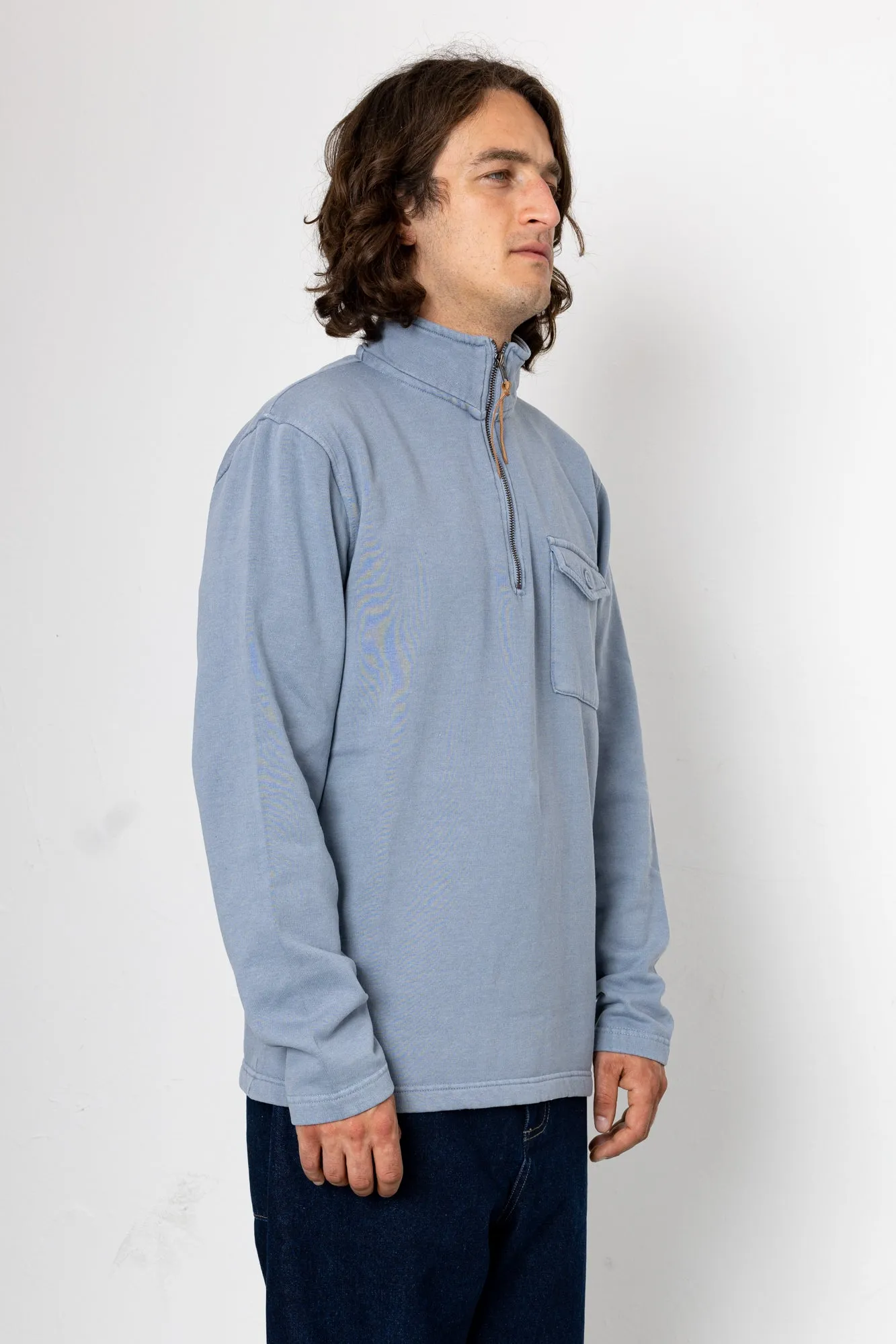 Flint Quarter Zip Sweatshirt - Sky Blue sold by Folk product image thumbnail 2