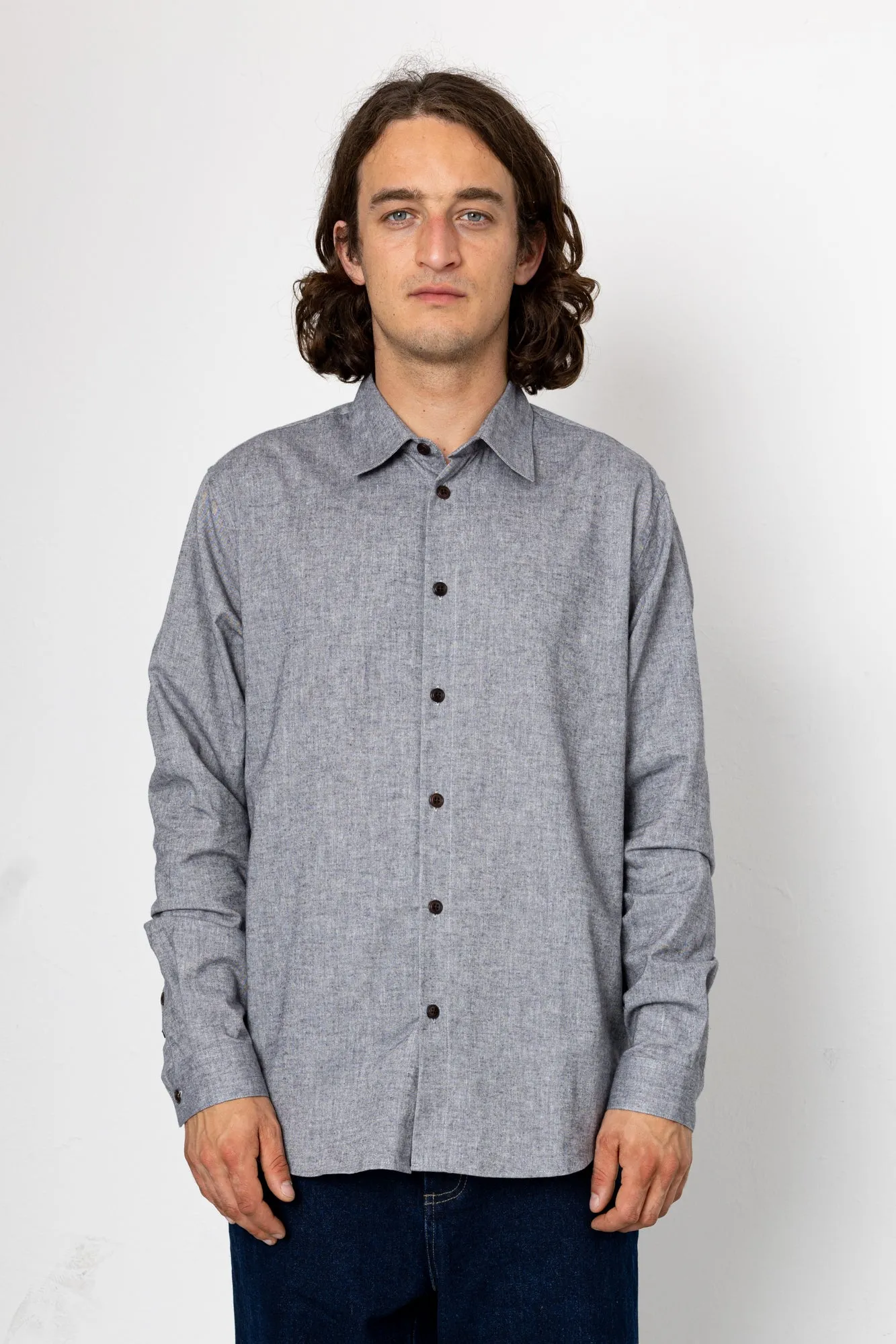 Relaxed Fit Shirt - Black Melange sold by Folk